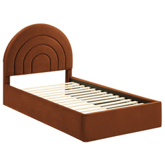 Solana Rust Arched Performance Velvet Twin Platform Bed - Ornate Home