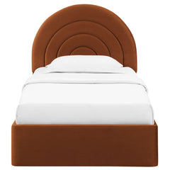 Solana Rust Arched Performance Velvet Twin Platform Bed - Ornate Home