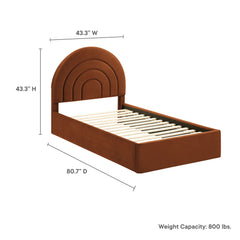 Solana Rust Arched Performance Velvet Twin Platform Bed - Ornate Home