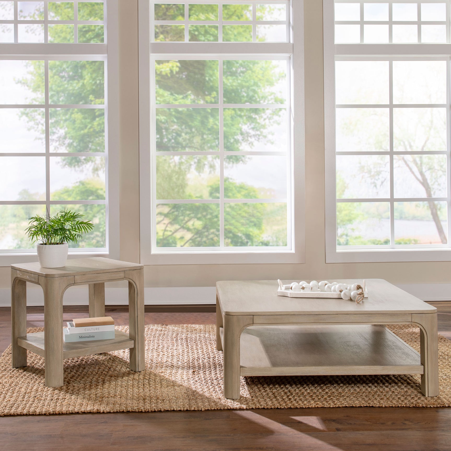 Solano Weathered Mango 2-piece Square Coffee Table Set - Ornate Home