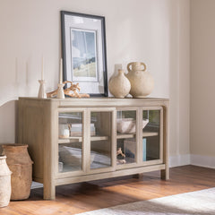 Solano Weathered Mango Sliding Door Dining Sideboard Server - Ornate Home