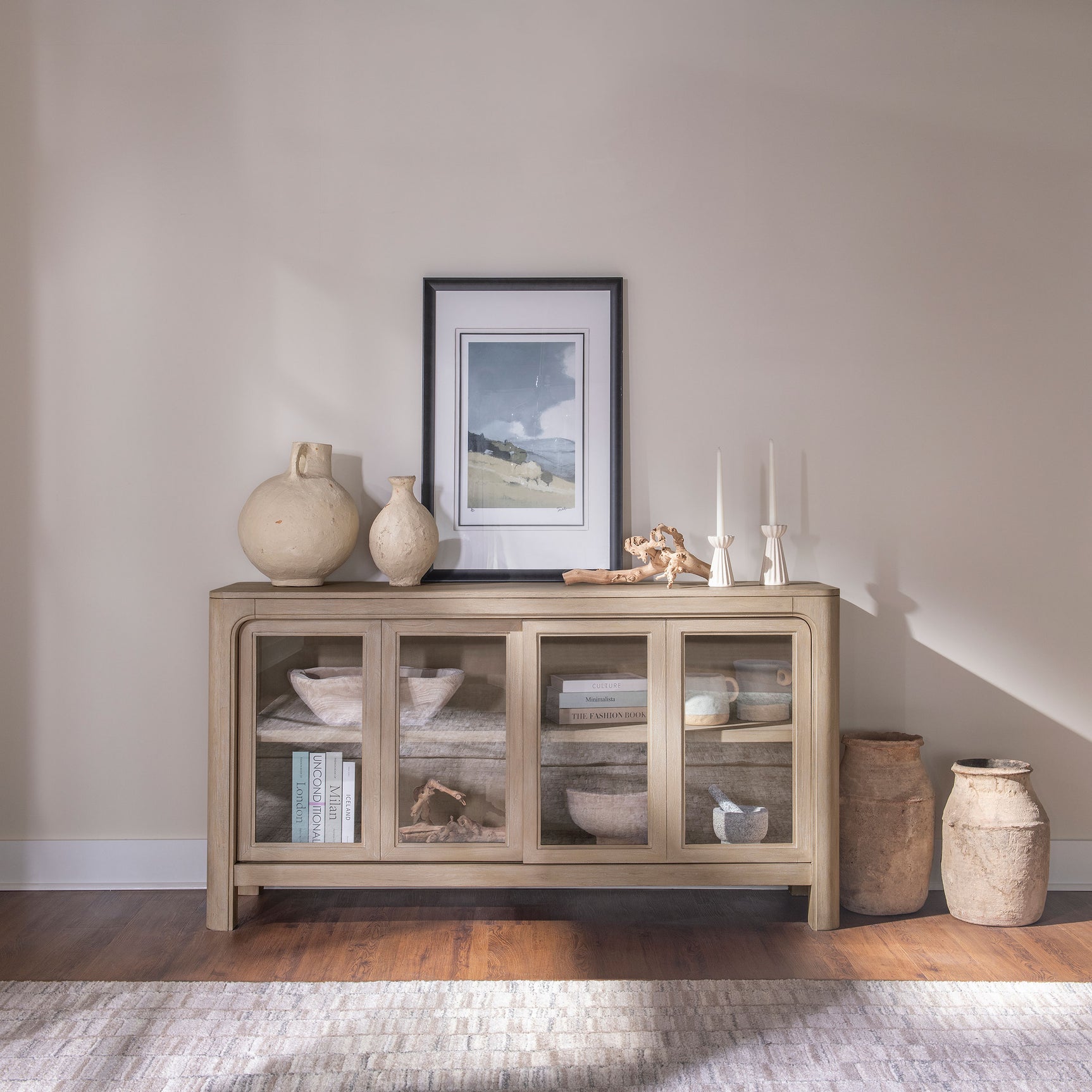 Solano Weathered Mango Sliding Door Dining Sideboard Server - Ornate Home