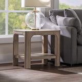 Solano Weathered Mango Square Wood Side End Table with Shelf - Ornate Home
