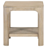 Solano Weathered Mango Square Wood Side End Table with Shelf - Ornate Home