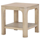 Solano Weathered Mango Square Wood Side End Table with Shelf - Ornate Home