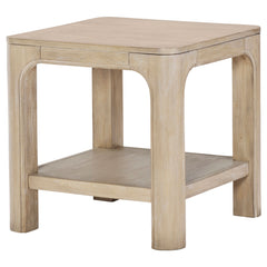 Solano Weathered Mango Square Wood Side End Table with Shelf - Ornate Home