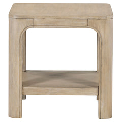 Solano Weathered Mango Square Wood Side End Table with Shelf - Ornate Home