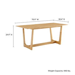 Solara Natural 71" Rectangle Wood Dining Table - Ornate Home