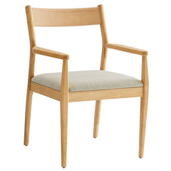 Solara Natural Heathered Weave Beige Fabric Wood Dining Armchairs (Set of 2) - Ornate Home