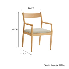 Solara Natural Heathered Weave Beige Fabric Wood Dining Armchairs (Set of 2) - Ornate Home