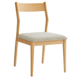 Solara Natural Heathered Weave Beige Fabric Wood Dining Side Chairs (Set of 2) - Ornate Home