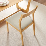 Solara Natural Heathered Weave Beige Fabric Wood Dining Side Chairs (Set of 2) - Ornate Home