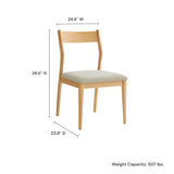 Solara Natural Heathered Weave Beige Fabric Wood Dining Side Chairs (Set of 2) - Ornate Home