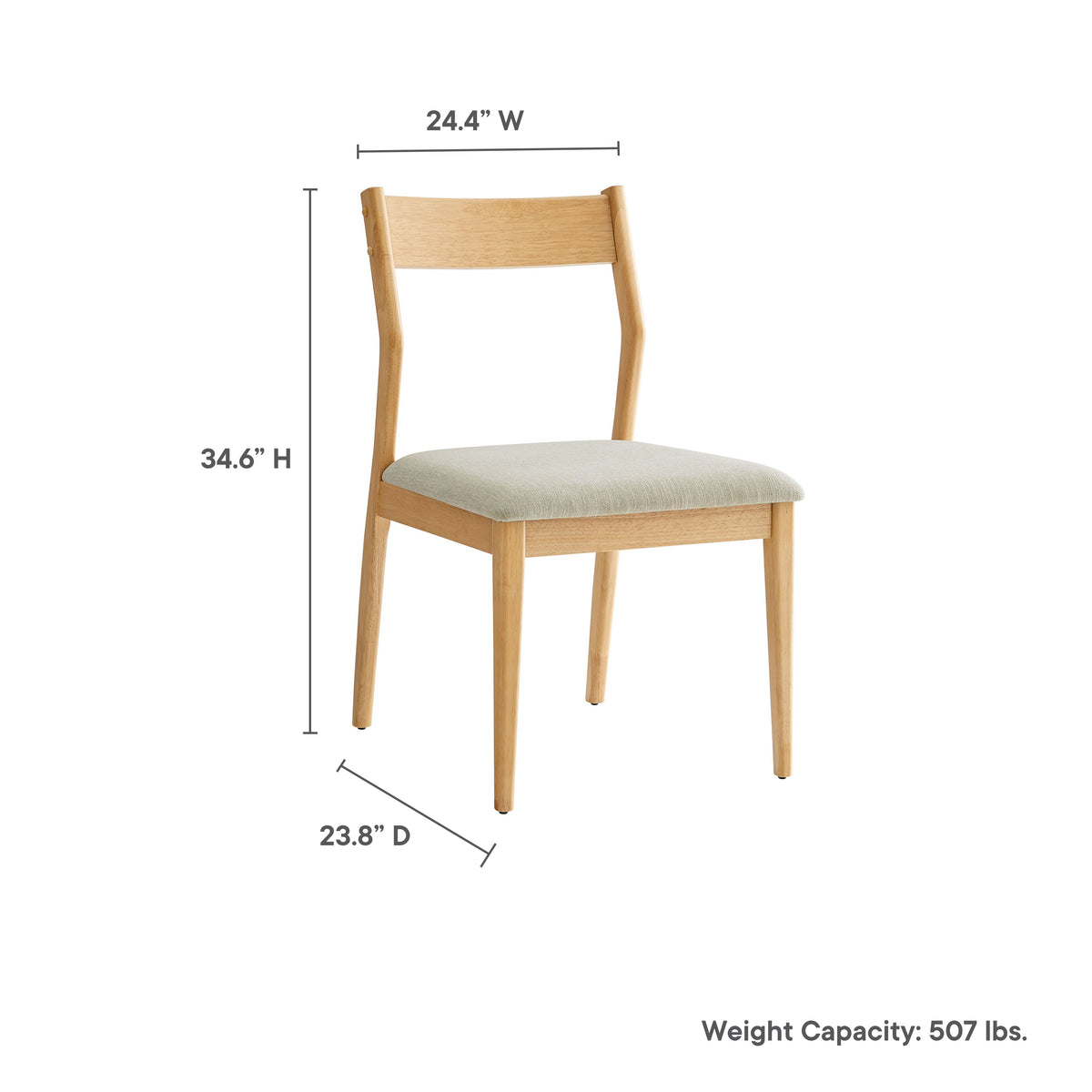 Solara Natural Heathered Weave Beige Fabric Wood Dining Side Chairs (Set of 2) - Ornate Home