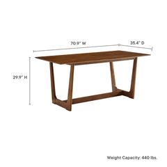 Solara Walnut 71" Rectangle Wood Dining Table - Ornate Home