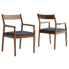 Solara Walnut/Black Vegan Leather Wood Dining Armchairs (Set of 2) - Ornate Home