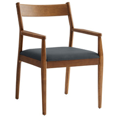 Solara Walnut/Black Vegan Leather Wood Dining Armchairs (Set of 2) - Ornate Home