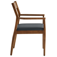 Solara Walnut/Black Vegan Leather Wood Dining Armchairs (Set of 2) - Ornate Home