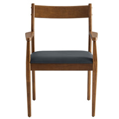 Solara Walnut/Black Vegan Leather Wood Dining Armchairs (Set of 2) - Ornate Home