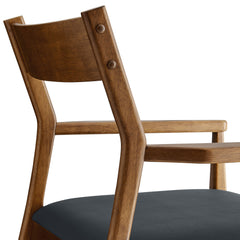 Solara Walnut/Black Vegan Leather Wood Dining Armchairs (Set of 2) - Ornate Home