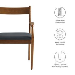 Solara Walnut/Black Vegan Leather Wood Dining Armchairs (Set of 2) - Ornate Home