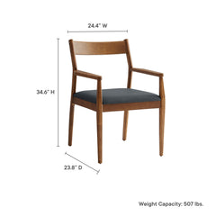 Solara Walnut/Black Vegan Leather Wood Dining Armchairs (Set of 2) - Ornate Home
