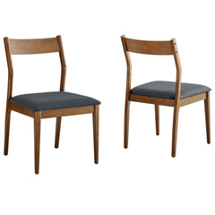 Solara Walnut/Black Vegan Leather Wood Dining Side Chairs (Set of 2) - Ornate Home