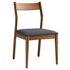 Solara Walnut/Black Vegan Leather Wood Dining Side Chairs (Set of 2) - Ornate Home