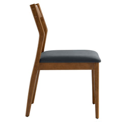 Solara Walnut/Black Vegan Leather Wood Dining Side Chairs (Set of 2) - Ornate Home