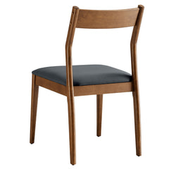 Solara Walnut/Black Vegan Leather Wood Dining Side Chairs (Set of 2) - Ornate Home