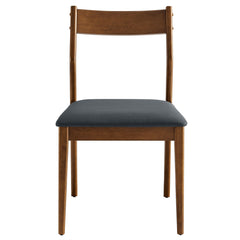 Solara Walnut/Black Vegan Leather Wood Dining Side Chairs (Set of 2) - Ornate Home