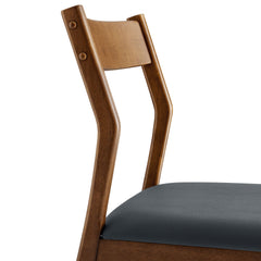 Solara Walnut/Black Vegan Leather Wood Dining Side Chairs (Set of 2) - Ornate Home
