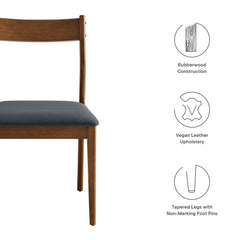 Solara Walnut/Black Vegan Leather Wood Dining Side Chairs (Set of 2) - Ornate Home