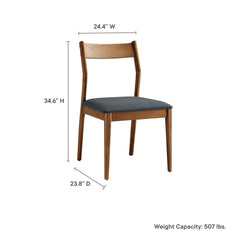 Solara Walnut/Black Vegan Leather Wood Dining Side Chairs (Set of 2) - Ornate Home