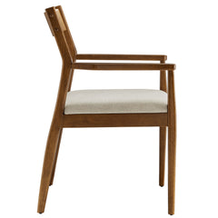 Solara Walnut Heathered Weave Beige Fabric Wood Dining Armchairs (Set of 2) - Ornate Home
