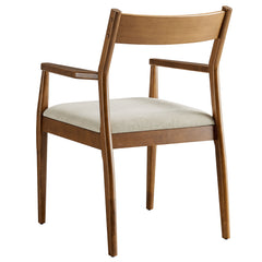 Solara Walnut Heathered Weave Beige Fabric Wood Dining Armchairs (Set of 2) - Ornate Home