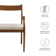 Solara Walnut Heathered Weave Beige Fabric Wood Dining Armchairs (Set of 2) - Ornate Home