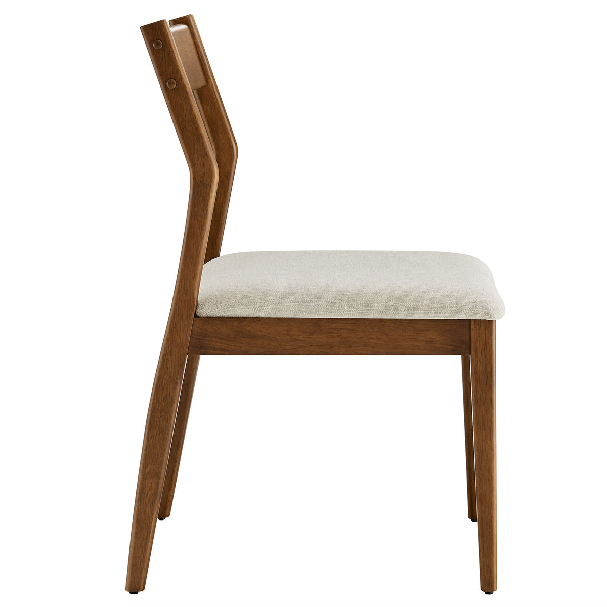 Solara Walnut Heathered Weave Beige Fabric Wood Dining Side Chairs (Set of 2) - Ornate Home