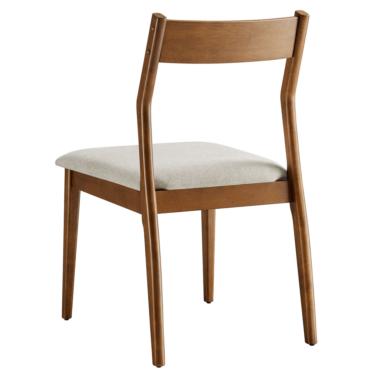 Solara Walnut Heathered Weave Beige Fabric Wood Dining Side Chairs (Set of 2) - Ornate Home