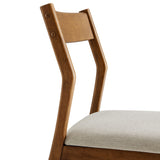 Solara Walnut Heathered Weave Beige Fabric Wood Dining Side Chairs (Set of 2) - Ornate Home