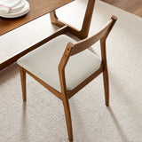 Solara Walnut Heathered Weave Beige Fabric Wood Dining Side Chairs (Set of 2) - Ornate Home