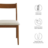 Solara Walnut Heathered Weave Beige Fabric Wood Dining Side Chairs (Set of 2) - Ornate Home