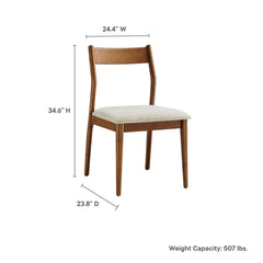 Solara Walnut Heathered Weave Beige Fabric Wood Dining Side Chairs (Set of 2) - Ornate Home