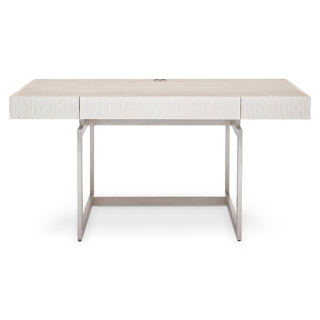 Solaria Weathered Bone/Shiny Nickel Desk - Ornate Home