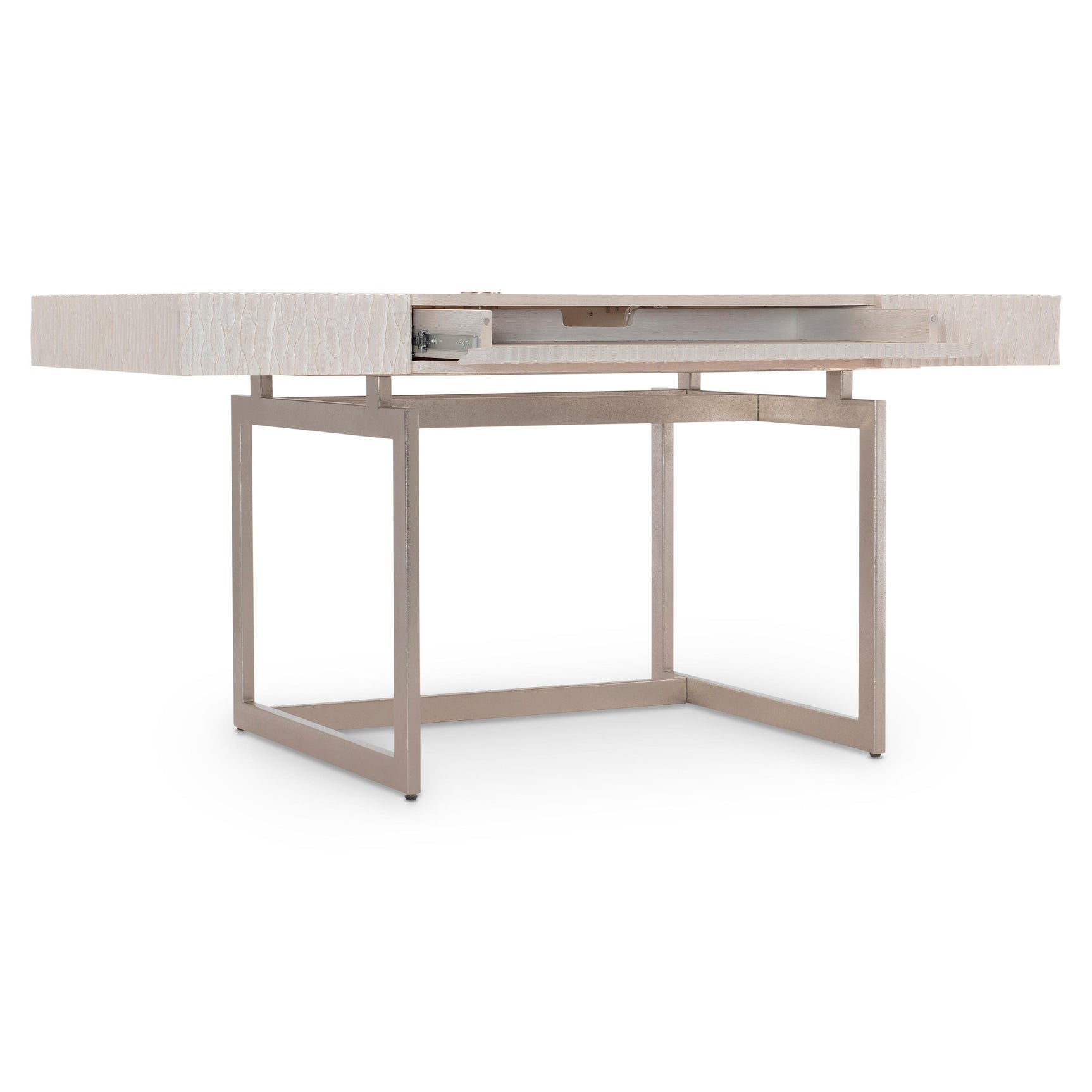Solaria Weathered Bone/Shiny Nickel Desk - Ornate Home