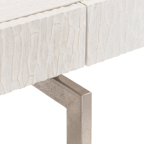 Solaria Weathered Bone/Shiny Nickel Desk - Ornate Home