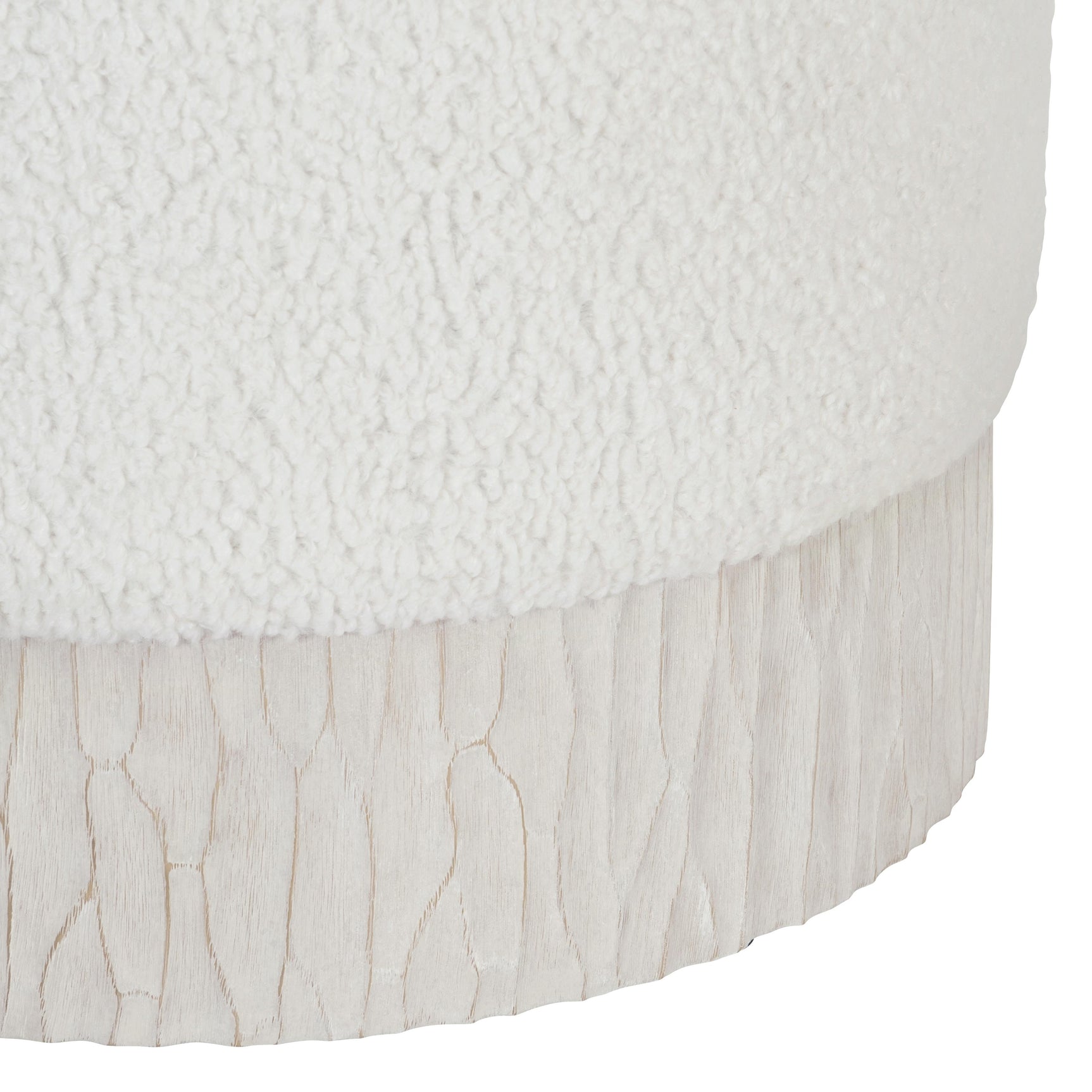 Solaria White/Cream/Weathered Bone Ottoman - Ornate Home