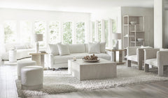 Solaria White/Cream/Weathered Bone Ottoman - Ornate Home