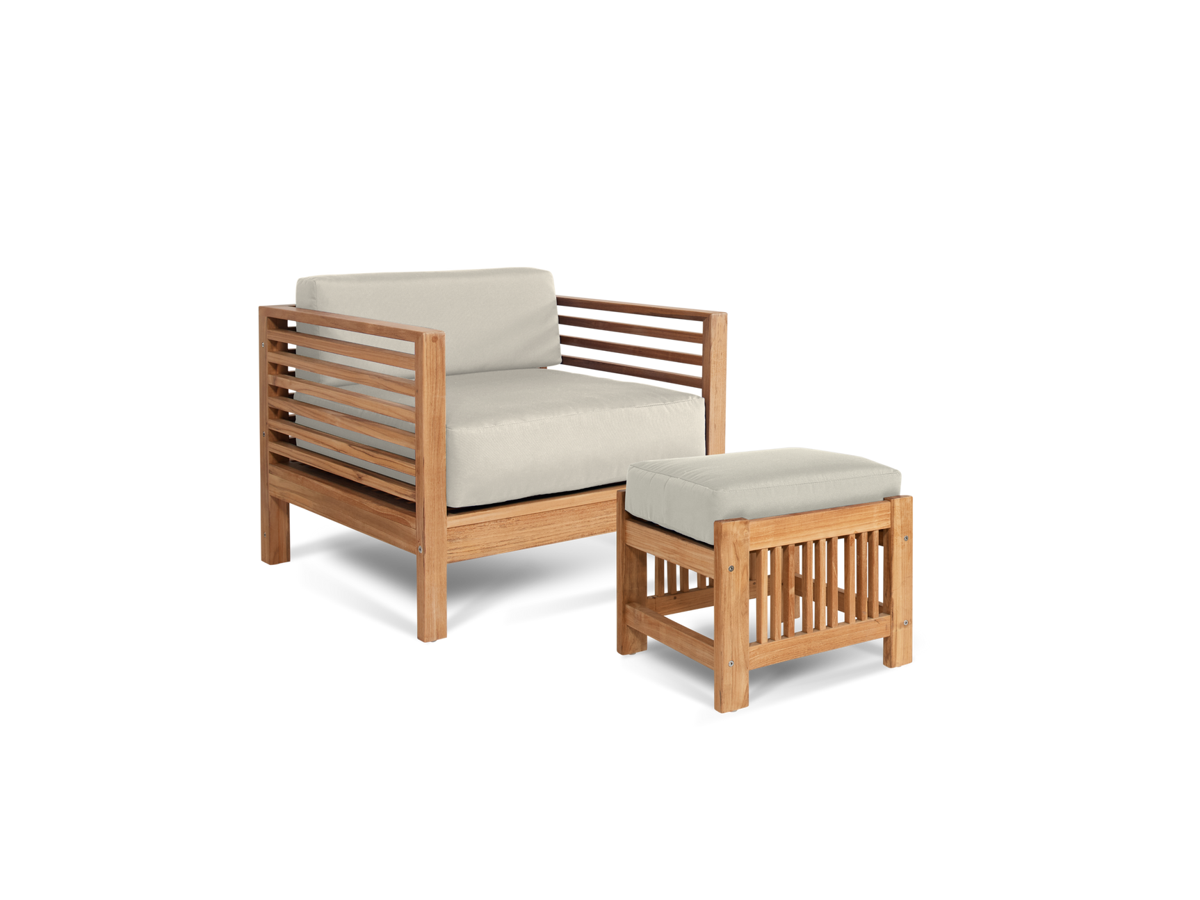 Soleil 2-piece Teak Canvas Outdoor Lounge Set with Sunbrella® Cushion - Ornate Home