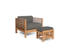 Soleil 2-piece Teak Charcoal Outdoor Lounge Set with Sunbrella® Cushion - Ornate Home